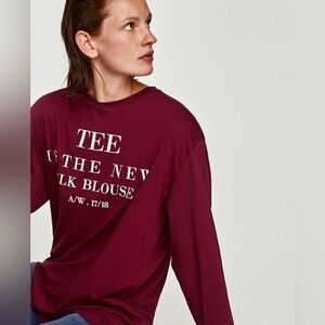 Zara womans‎ burgundy long sleeve nwt